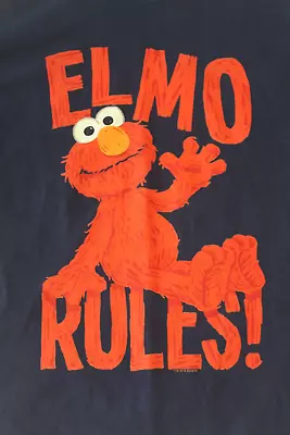 Elmo Rules Large Tee-shirt Short Sleeves Port & Co Navy Red Sesame Street Cotton • $6.75