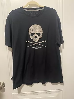 Marc Ecko Cut & Sew Snake Skin Skull Logo Black T-Shirt Size XL • $18