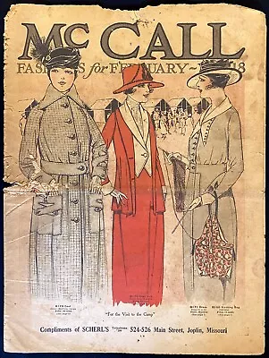 1918 McCall Fashions February Vintage Patterns Catalog Brochure WWI Red Cross • $74.99