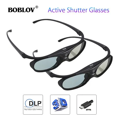 £28.63 • Buy 2x BOBLOV 3D Active Shutter Glasses DLP-Link 96-144Hz For Home Projector Cinema