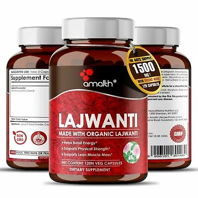 Organic Lajwanti Seeds Powder Mimosa Pudica 1500mg Capsules - 120 Count  Energy • £12.83