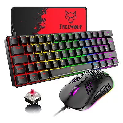 60% Mechanical Wired Gaming Keyboard And Mouse RGB Backlit For PC PS4 Xbox One • $48.46