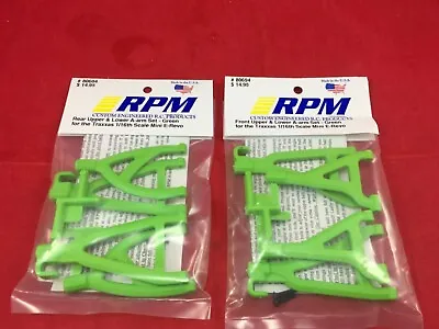 RPM TRAXXAS 1/16  E-REVO Mini GREEN Front + Rear SUSPENSION A-ARMS  Vxl XL2.5 • $25.59