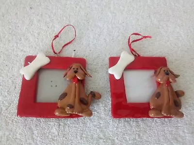 Dog Photo Frame Ornament Mini Picture Frames For Christmas Tree Set Of 2 • $19.95