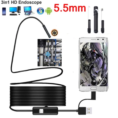 £6.36 • Buy 5.5mm USB Endoscope Borescope Inspection Tube HD Camera For Android Mobile Phone