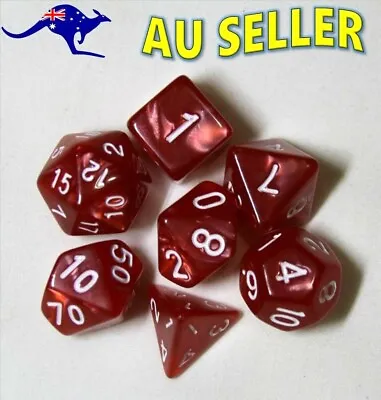 $8.97 • Buy Dice 7 Piece Set D & D Red Pearl Polyhedral Dice Dungeons & Dragons Pathfinder