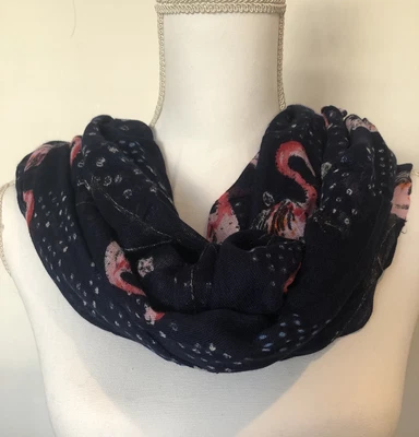 £4.99 • Buy Womens Scarf One Size Navy Flamingo Print