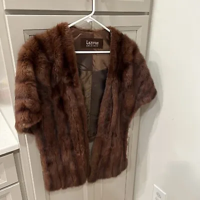 Vintage Lazarus Columbus Genuine Brown Mink Fur Stole Cape • $49.99