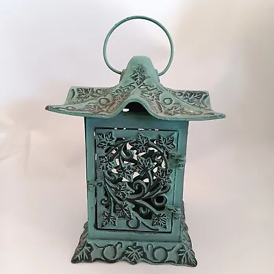 Vintage Partylite Pagoda Patina Green Ivy Garden Lantern Metal Candle Holder • $50