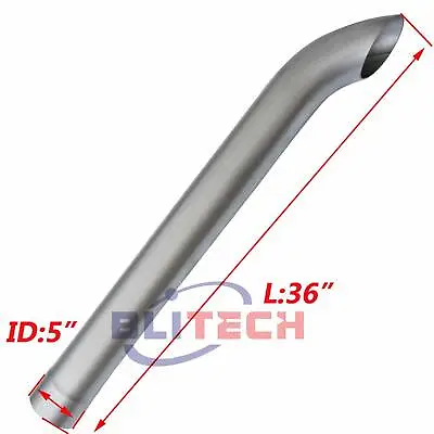 Aluminized 5 Inch Exhaust Stack 5  ID X 36 Inch Length Curved Truck Exhaust Pipe • $46.74