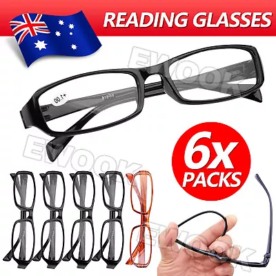 New 6Pairs Mens Ladies Wayfarer Frame Magnifying Reading Glasses Nerd Spectacle • $8.85