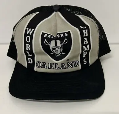 VTG New Era NFL Snapback Hat Oakland Raiders World Champs Mesh M-L Dupont Visor • $37.95