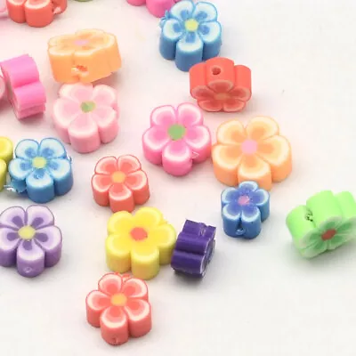 £3.25 • Buy Pretty Flower Beads Random Mixed Colour Polymer Clay SMALL 6mm Diameter 50pcs