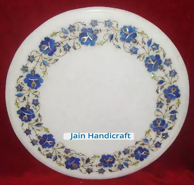 24  White Round Marble Dining Coffee Table Top Inlay Mosaic Lapis Home Decor K7 • $790