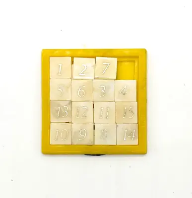🟡  Vintage Sliding Tile Number Puzzle Game 1-15 Yellow/White • $2