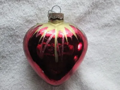 Vintage Heart Shaped Red Glass Christmas Ornament • $4.65