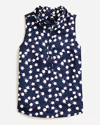 New! J.Crew Sz XL X-Large Navy Blue Ruffleneck Sleeveless Top Peony NWT • $32