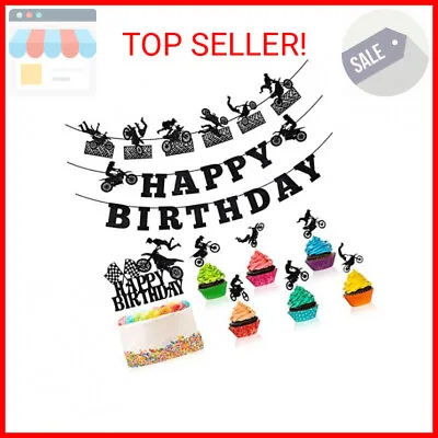 Zonon 20 Pieces Dirt Bike Birthday Decoration Dirt Bike Party Supplies Banner Ca • $16.46