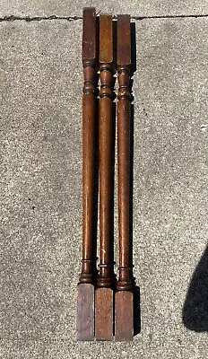 3 Antique Turned Wood Oak Staircase Spindles Balusters 38.5 -39.5 H Salvage • $39