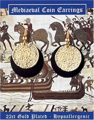 A Pair Of Medieval Gold Plated Coin Earrings • £7.99