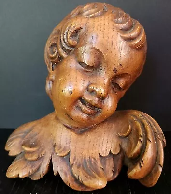 Vintage Cherub Angel Putti Head Carved Wooden Wall Decor - Match Available Too! • $35