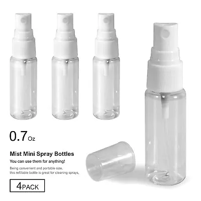 LS [4 Pack] 0.7 Oz. Mini Clear Plastic Spray Mist Pump Bottles For Travel • $6.92