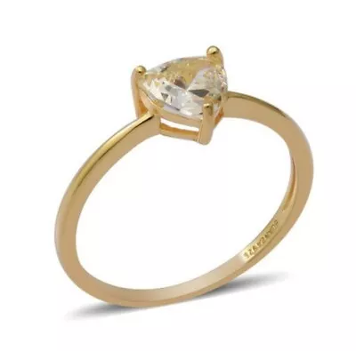 ELANZA Swiss Star Simulated Canary Diamond Ring In 925 Sterling Silver. Size P • £15