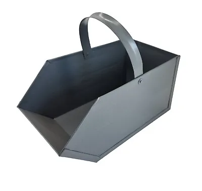 Steel Coal Box With Handle Fireplace Ash Bucket Logs Storage Box • £14.99