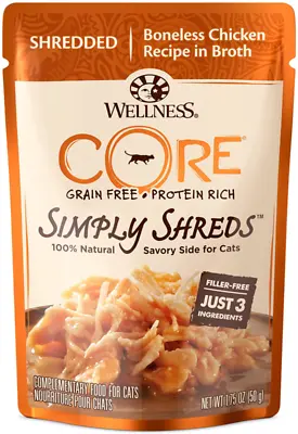 $20.99 • Buy Wellness Core Simply Shreds Grain Free Wet Cat Food Mixer Or Topper (Case Of 12)