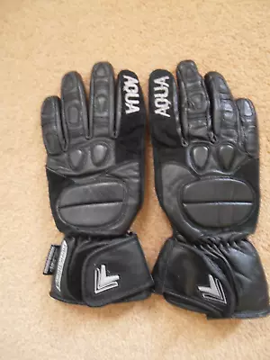 Ladies Frank Thomas Black  Leather 'aqua Pore' Motorcycle Gloves - Size S/m Used • £12