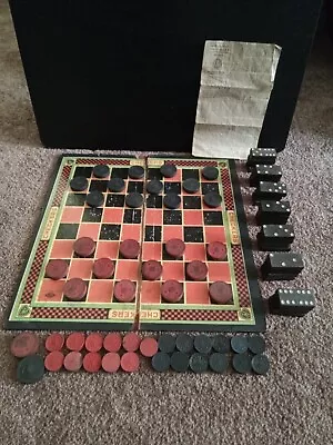 Vintage Wilder Checkers Board Game 131 Made In Usa And Embossing Dominoes Usa • $12