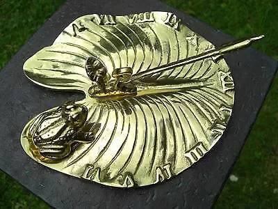 £36 • Buy Solid Polished Brass Lily Pad & Bullrush Garden Sundial