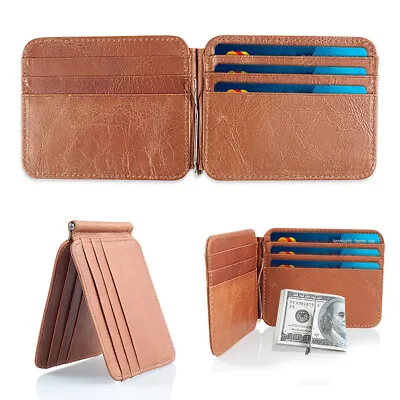 Slim Thin Mens Leather Wallet Money Clip Credit Card ID Holder Front Pocket  • $10.99
