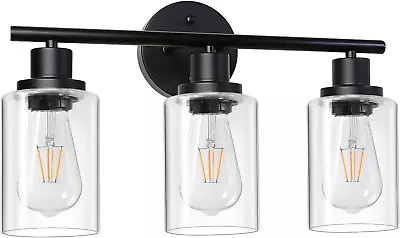 Unicozin Modern Bathroom Light Fixtures 3 Light Vanity Lights Black Wall Lamp  • $59.16