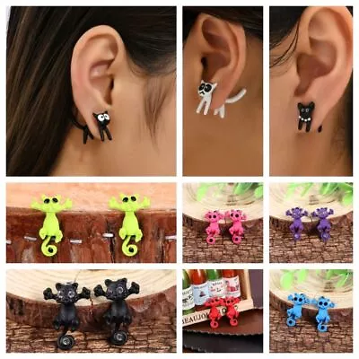 Animal Cat Earrings Korean Pearl Ear Studs Cute Zircon Jewelry  Women • $5.63