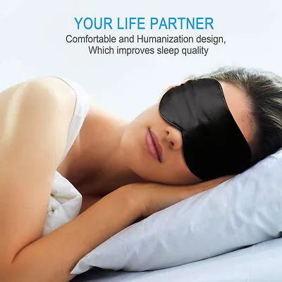 $5.10 • Buy Soft Eye Mask 100% Pure Silk Sleeping Sleep Blindfold Lights Out Travel Relax OZ