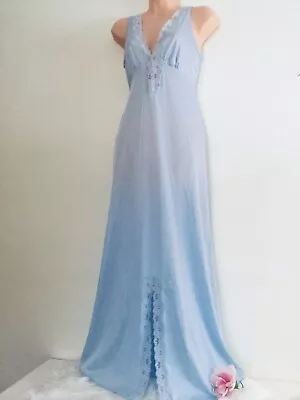 Vintage Nylon Nightgown  Sky Blue Sm. 40  Olga Like Lov'Lee Canada Creamy • $30.72