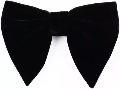 Black Velvet Bow Ties Mens Pre-Tied Satin Formal Tuxedo Big Bowtie Oversized Bow • $24.88