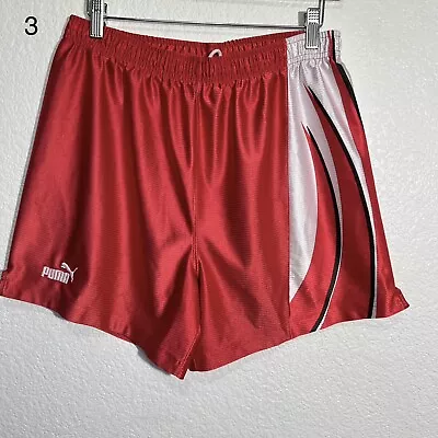 Vtg Puma Jogger/Running Men Shorts Sz M Red Striped Retro 90S Soccer Sports 🇺🇸 • $19.99