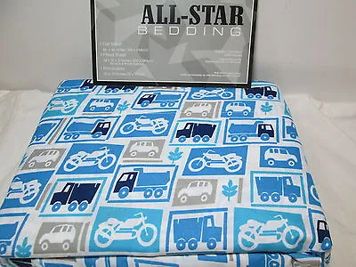  P & A Marketing All-Star Bedding CARS TRUCKS MOTORCYCLES  Twin Sheet Set - Blue • $32.98