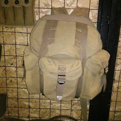 WW2 US ARMY TACTICS Travel Khaki CANVAS BACKPACK LARGE POUCH • $35.99