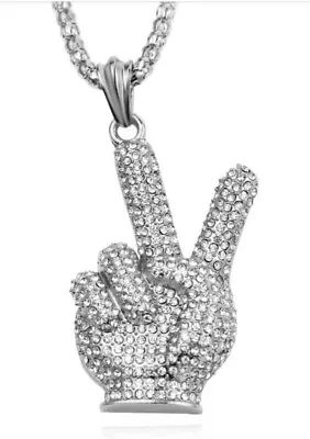 Michael Jackson Rhinestone Glove Metal Pendant Necklace • $7.99