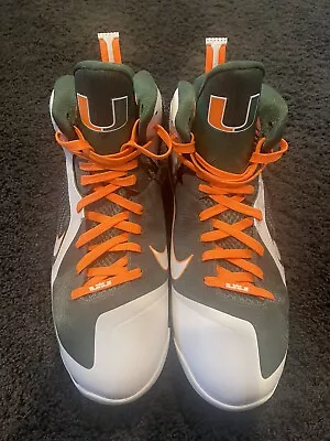 Nike Lebron 9 UM MIAMI Hurricanes PE 2011 Size 15 Lightly Worn - READ • $1349