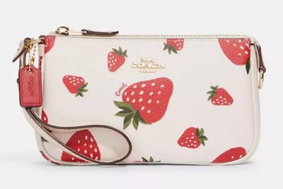 NWT Coach  Nolita 19 Wristlet Bag With Wild Strawberry Print CH533 Chalk Red • £171.74