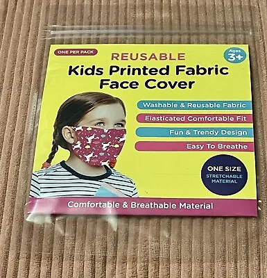 B&M Girls Pink Unicorn Printed Fabric Face Cover Age 3+ • £1.50
