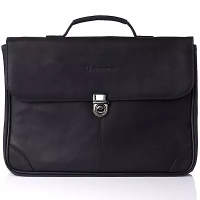 Alpine Swiss Business Portfolio Genuine Leather Briefcase Flap-Over Locking Case • $89.99