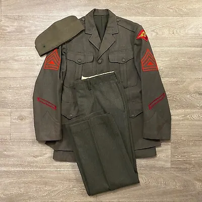 WW2 USMC Wool Dress Uniform Jacket Pants Hat 1942 Vintage World War Two No Name • $199.99