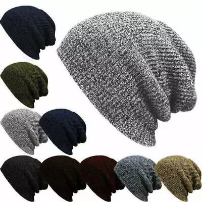 Mens Womens Knitted Crochet Woolly Winter Slouch Skateboard Beanie Hat Ski Cap • $12.50