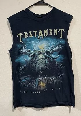 Testament Dark Roots Of Earth T Shirt Mens Sz Small Black Cut Off Metal Band Y2K • $12