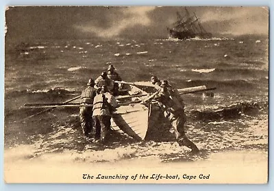 Cape Cod Massachusetts Postcard Launching Life Boat Ship C1905 Vintage Antique • $29.95